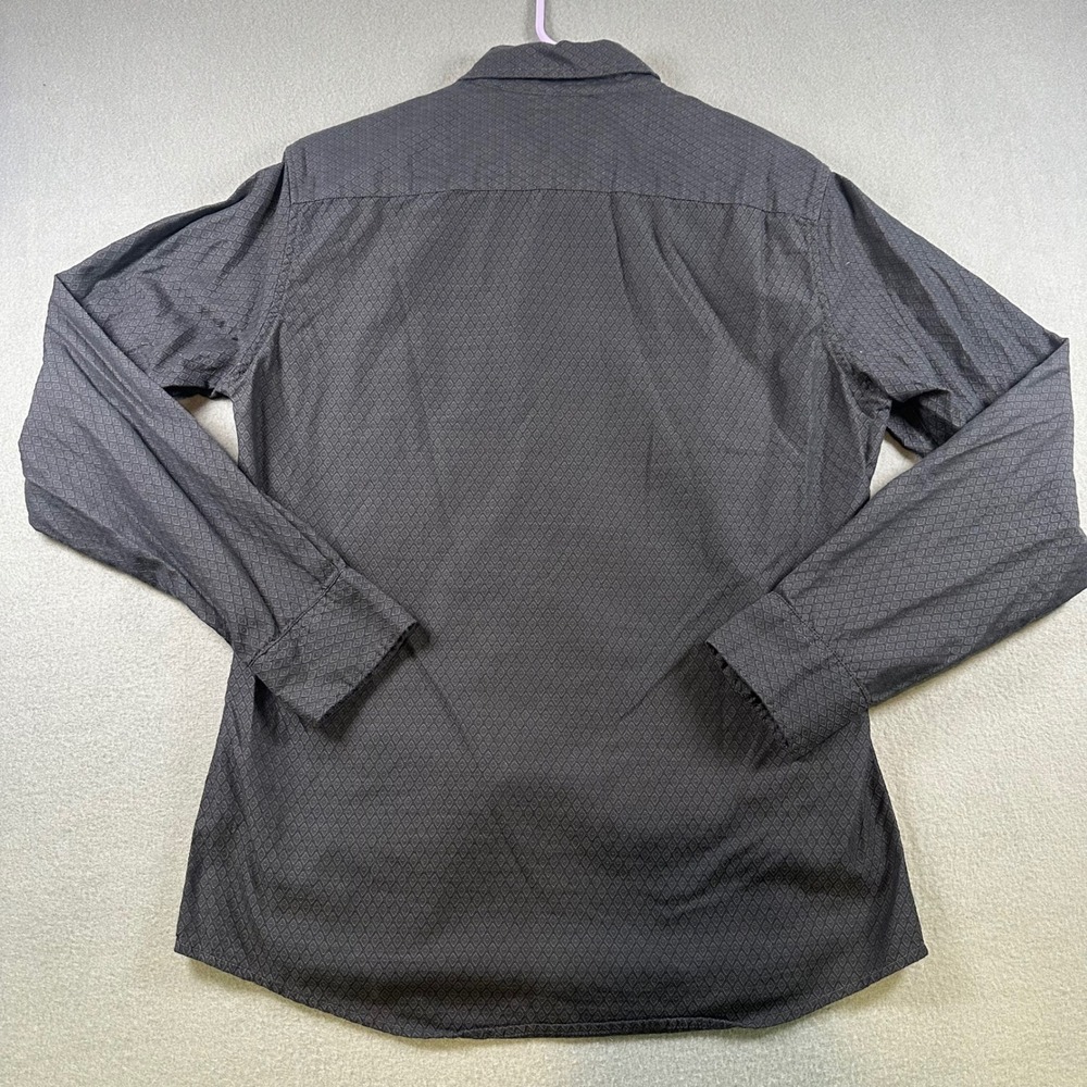 Marc Anthony Mens Slim Fit Button Down Shirt Gray Geometric Diamond Print Small - Picture 6 of 6